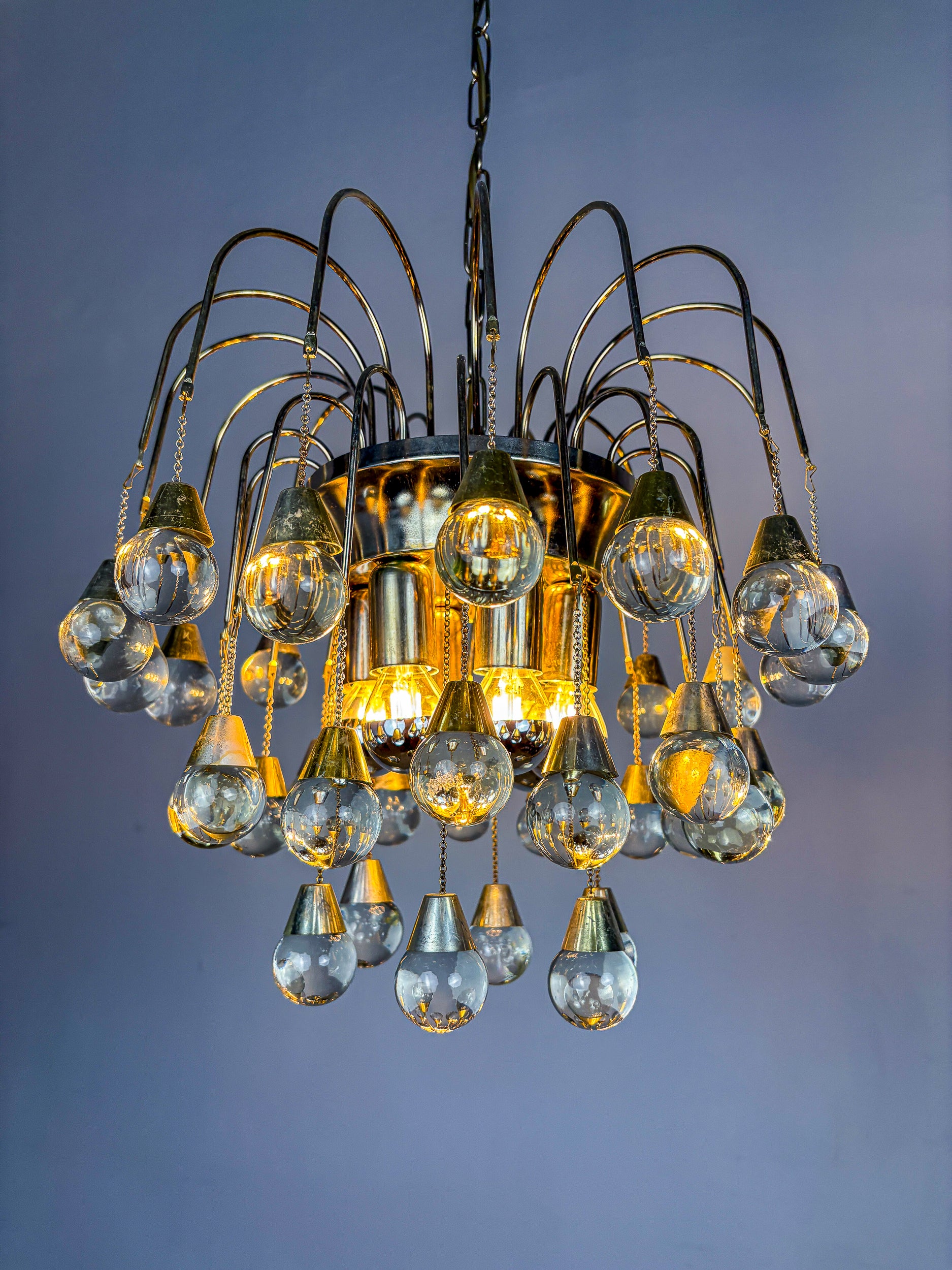 Gaetano Sciolari cascade chandelier for Venini, murano glass drops, italy, 1970's