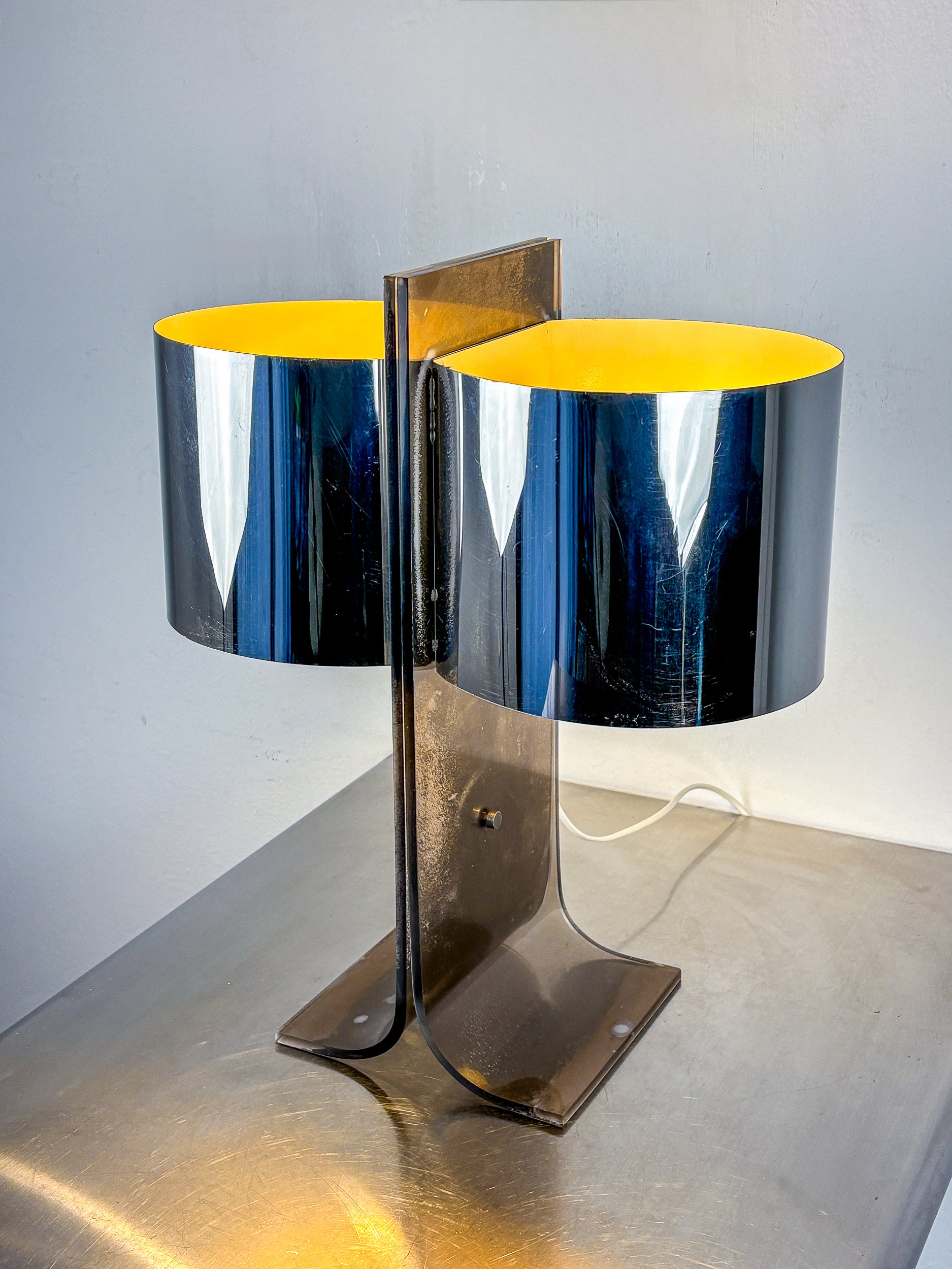 Lucite and Chrome Table Lamp Attributed to Gianfranco Fini & Fabrizio Cocchi, Italy 1970s