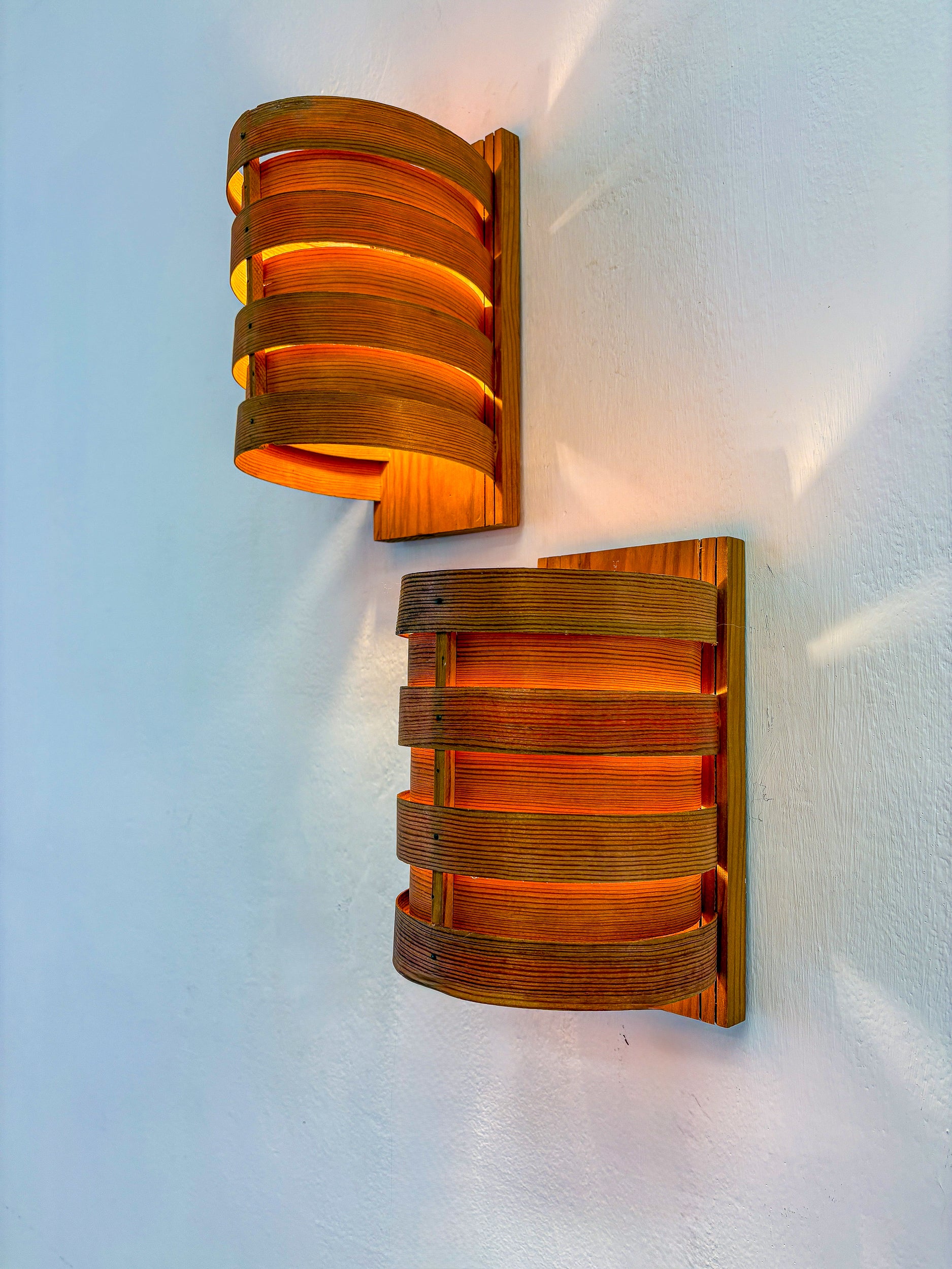 Pair of Hans Agne Jakobsson Pine Wall Lights for Markaryd, Sweden, 1970's