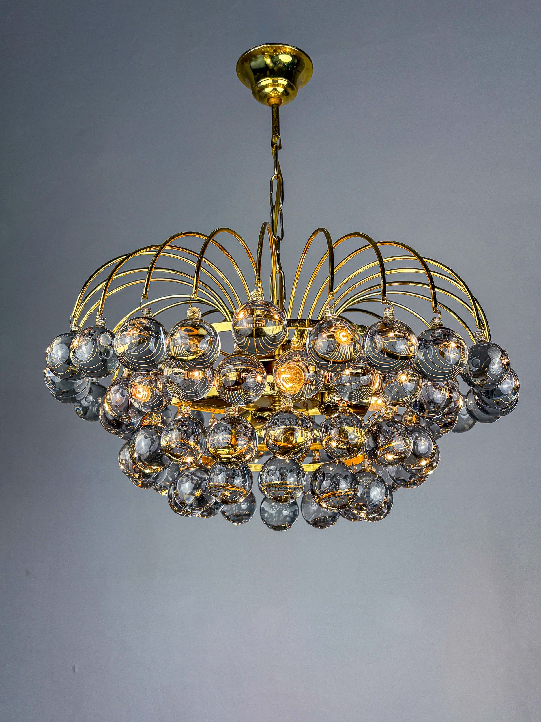 Gaetano Sciolari 4-tiers cascade chandelier for Venini, murano glass drops, italy, 1970's
