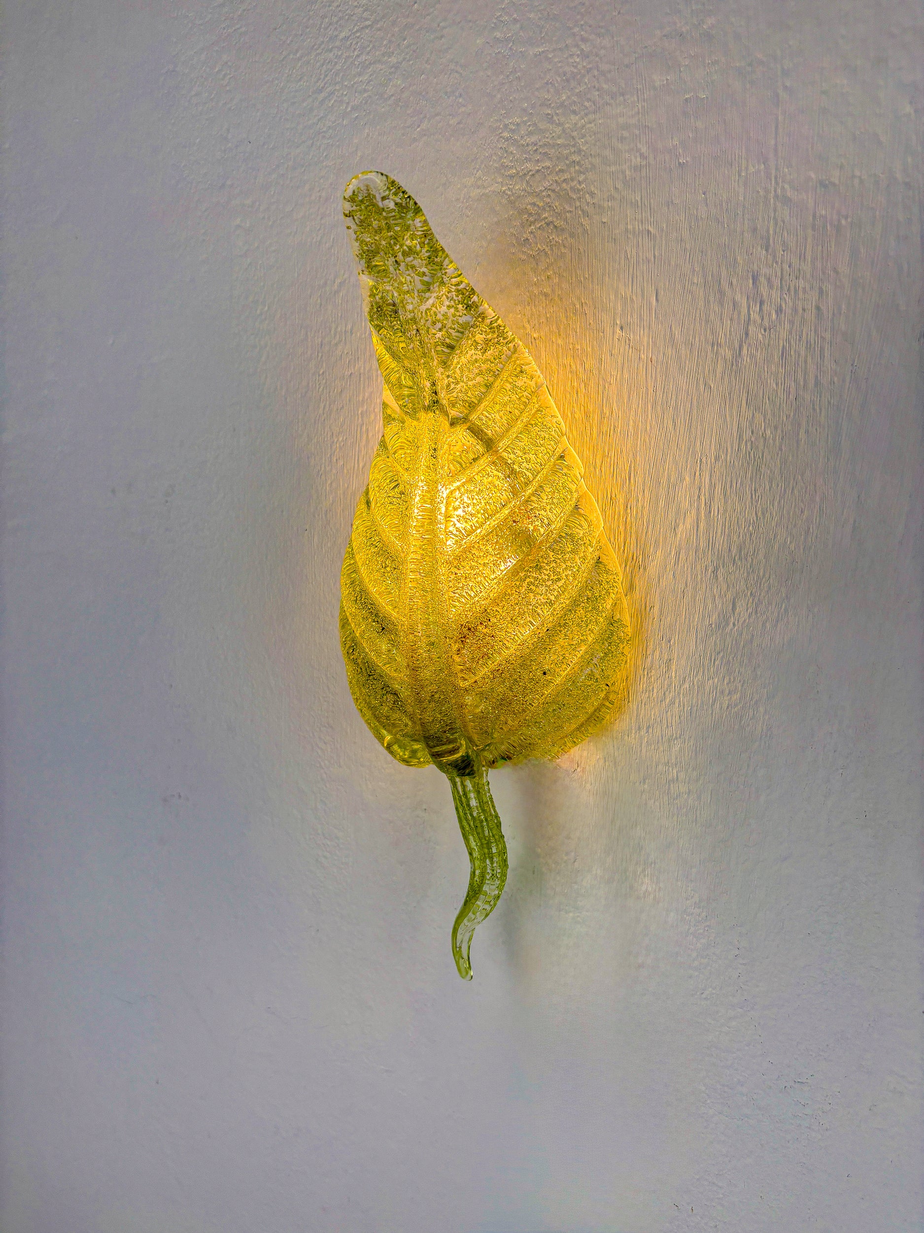 Barovier & Toso Leaf-Shaped Wall Sconce, Green Murano Glass, Italy, 1960's