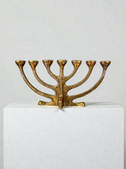 Brutalist Michael Harjes Menorah Candelabra in Bronze, Germany, 1960's
