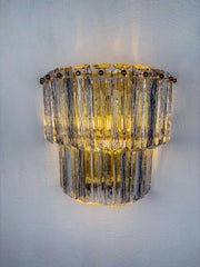 Two-Tier Frosted Murano Glass Wall Sconce, Italy, 1970s