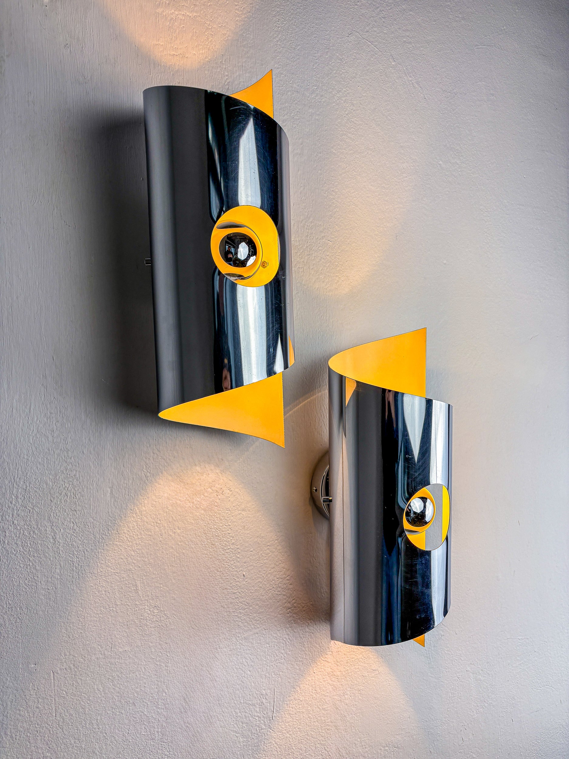 Pair of Space-Age wall Sconces, Max Sauze's style, France, Circa 1970's