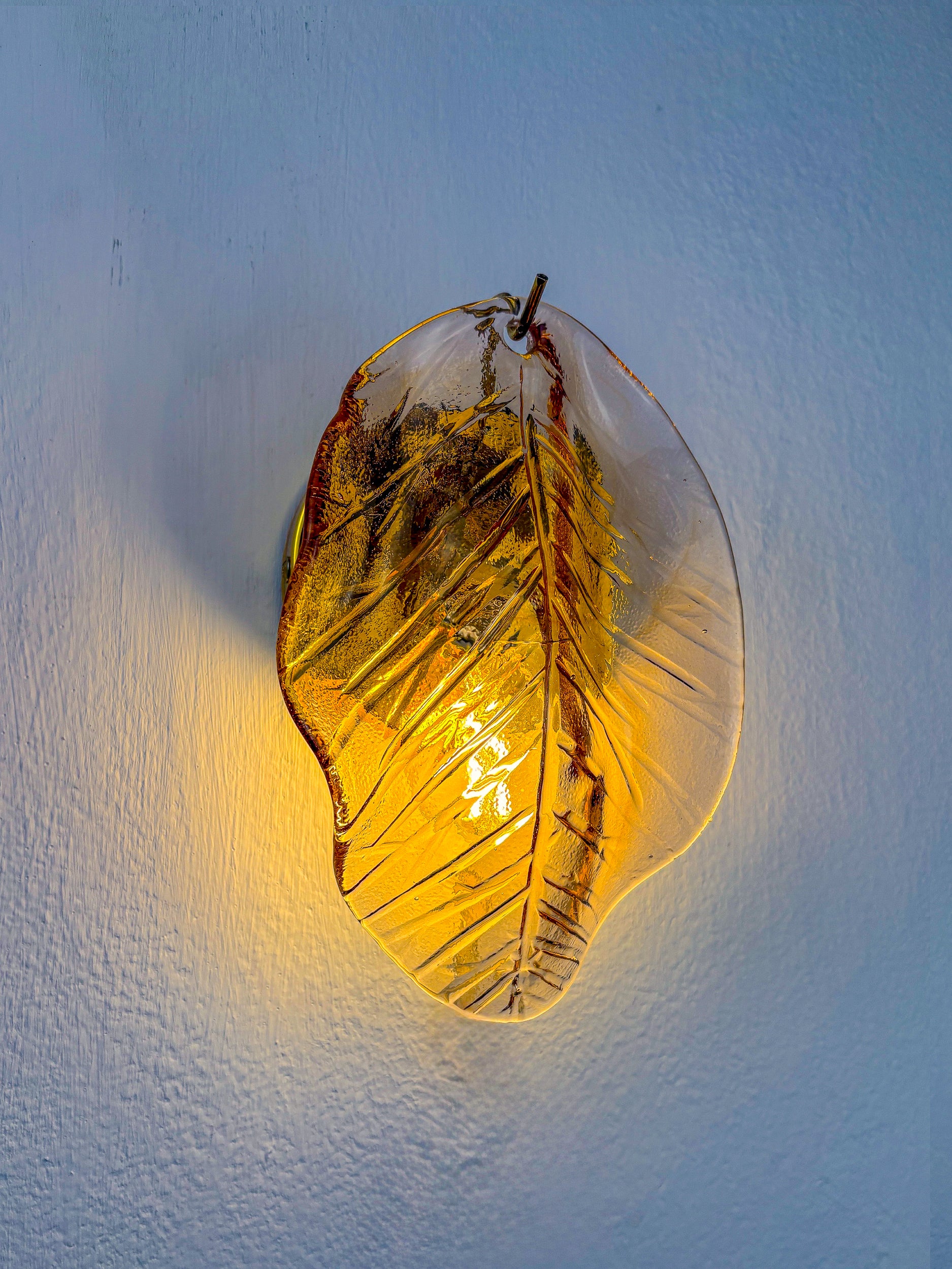 Pair of Italian "Leaf" Murano pink glass wall sconces, Circa 1970's