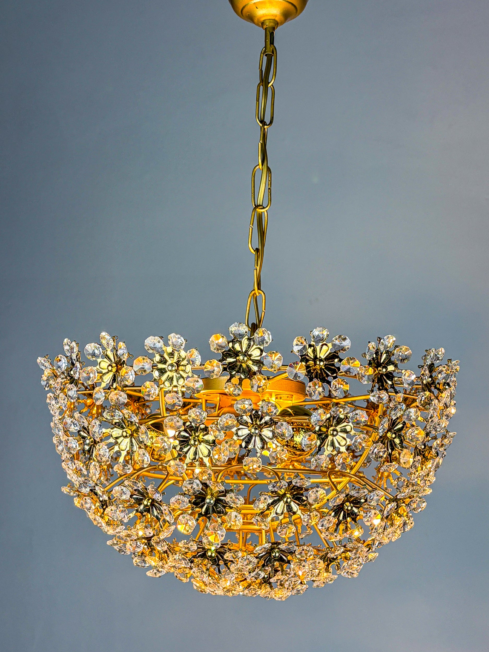 Bakalowits & Söhne Floral Crystal Chandelier, Austria, 1970s