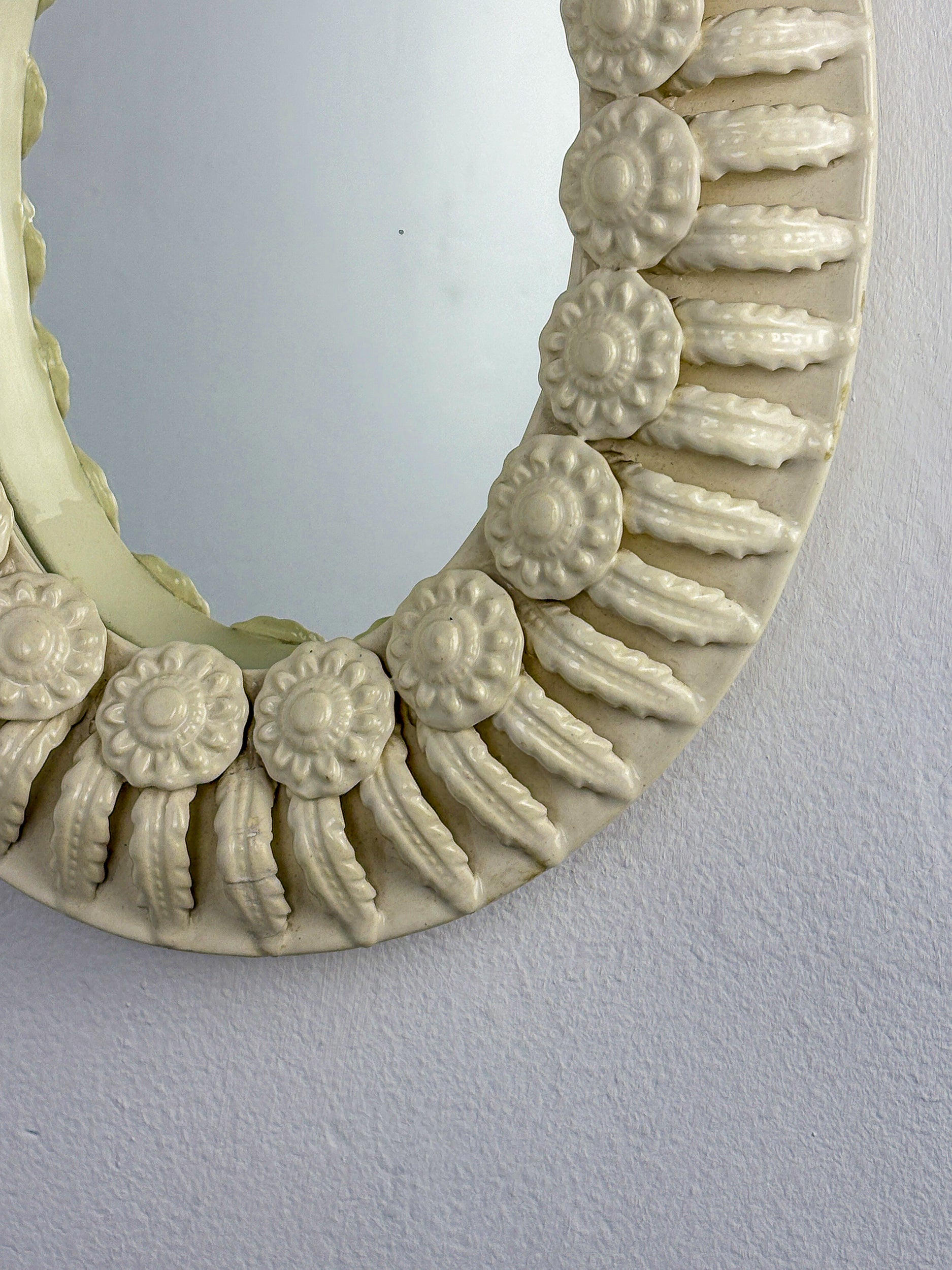 Spanish floral ceramic Mirror from Manises, spain, Circa 1970's