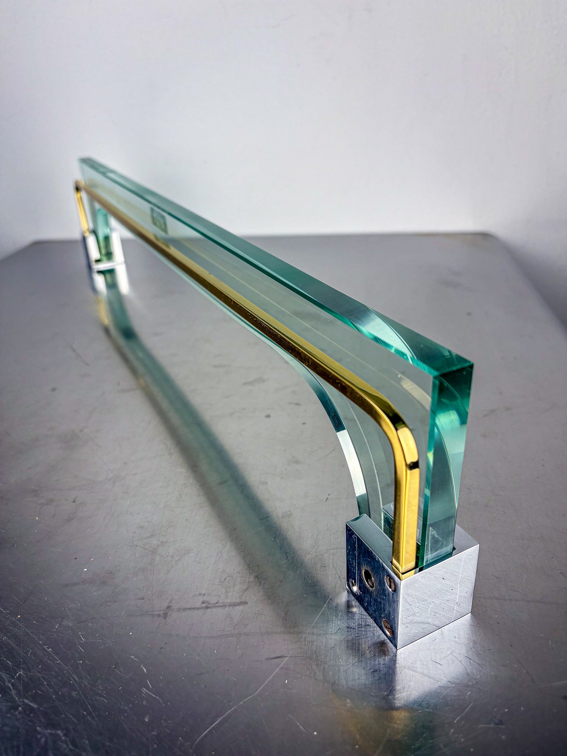 Murano Glass Towel Rack with Gilt Brass & Chrome, Italy, 1980s