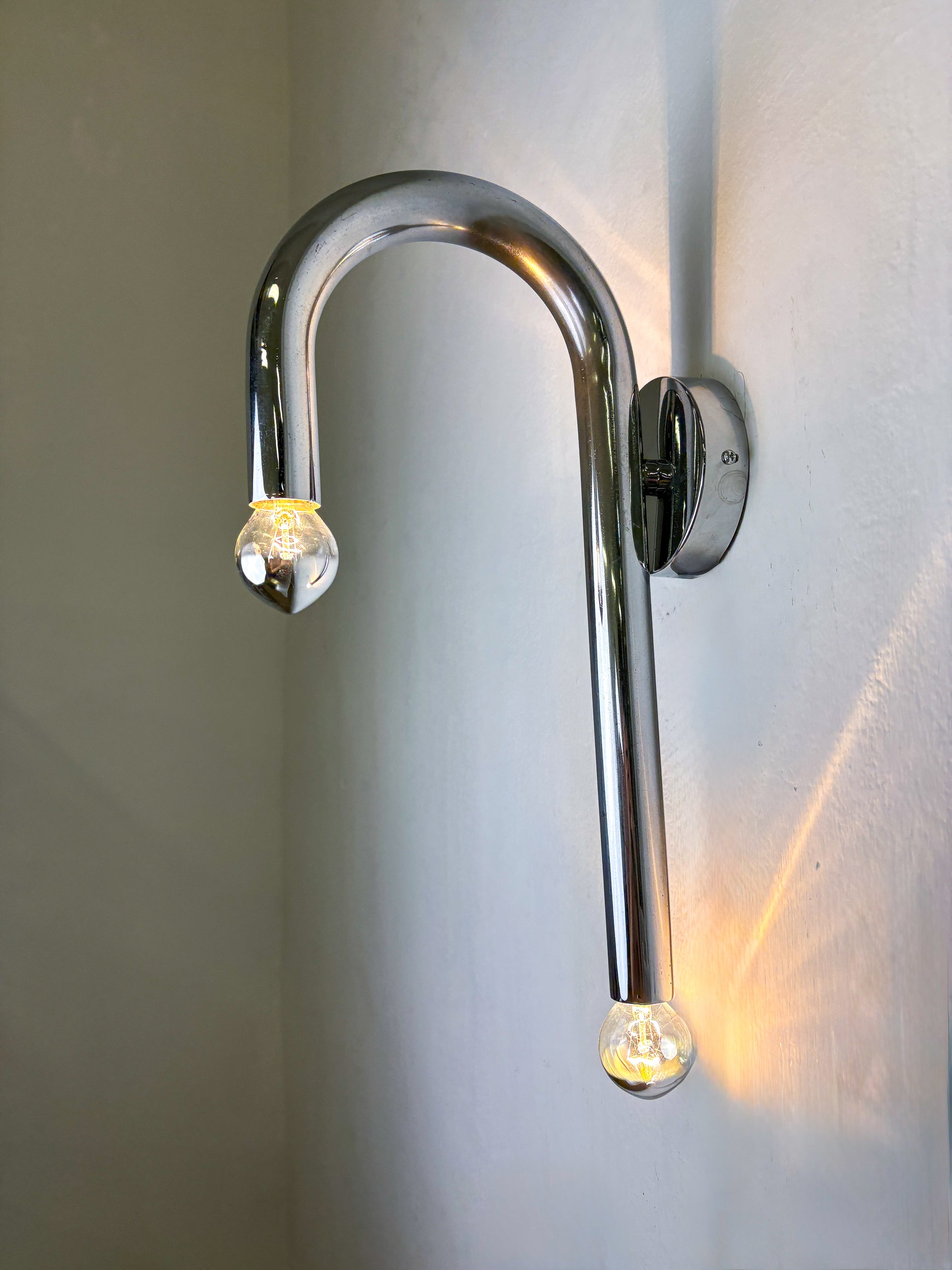Space-Age Tubular Wall Light, Chromed Metal, Italy, 1970s