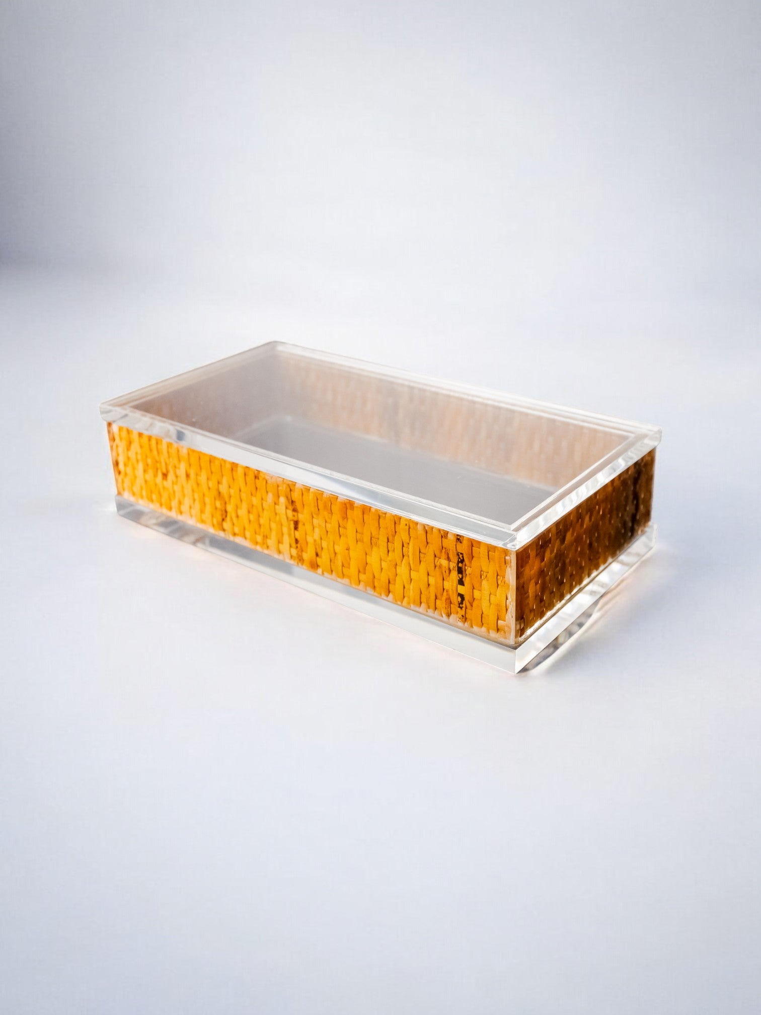 Lucite and Rattan boxe, Christian Dior Style, Italy 1970s