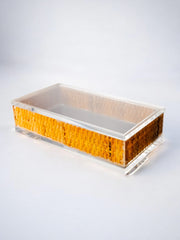 Lucite and Rattan vanity boxe, Christian Dior Style, Italy 1970s