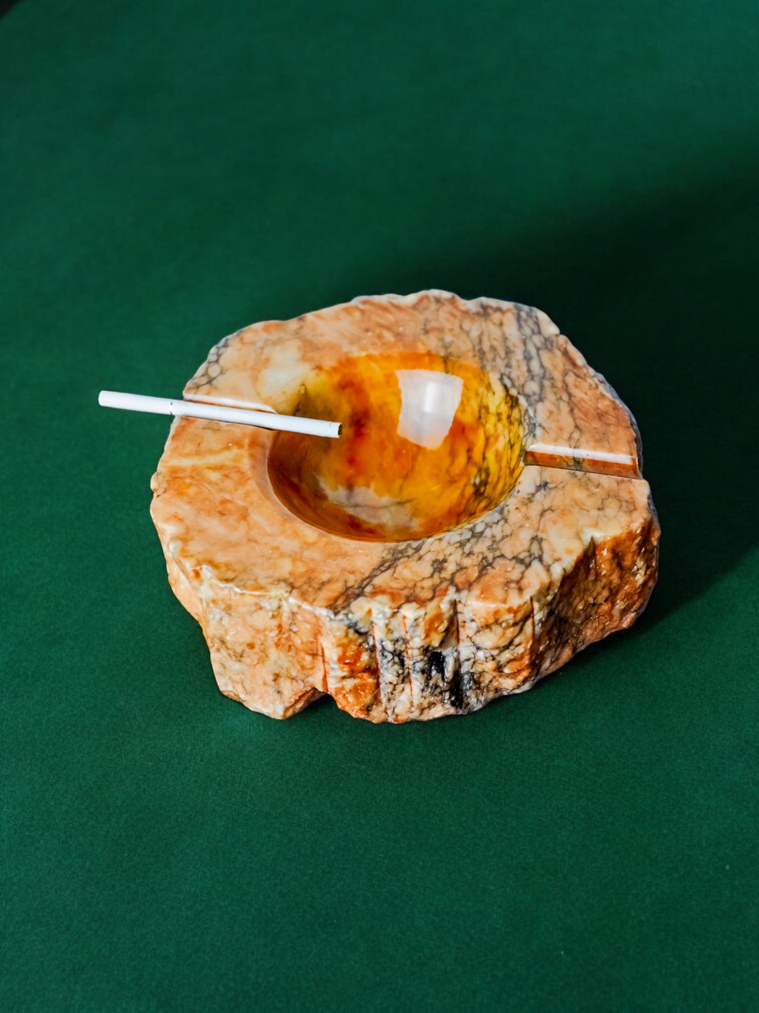 Ocher Alabaster ashtray by Romano Bianchi, Italy, 1970's