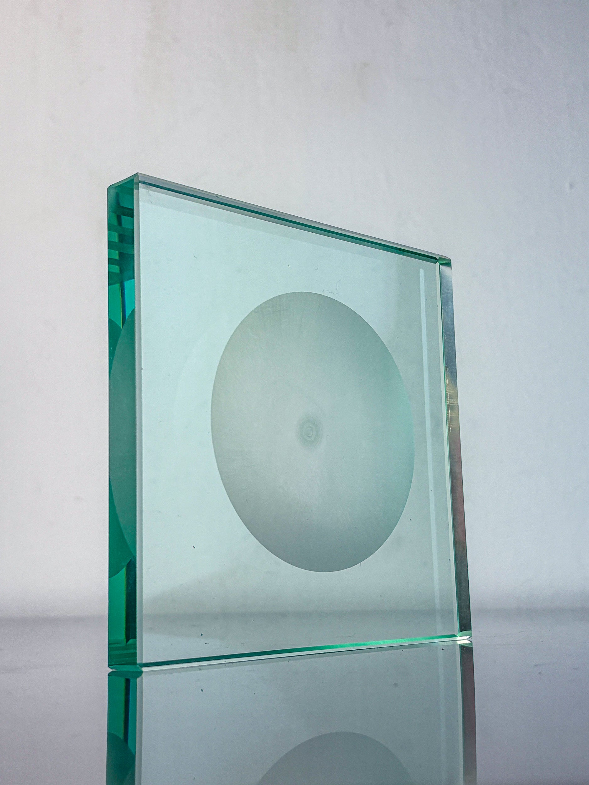 Mid-Century Fontana Arte Square Ashtray, Green murano glass, Italy, 1960s