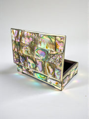 Abalone shell vanity box, Alpaca and wood, Mexico, Circa 1960's