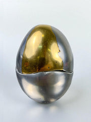 Brutalist Egg shaped lighter-ashtray by Ardisur, Bronze and aluminum, 1970's, Spain