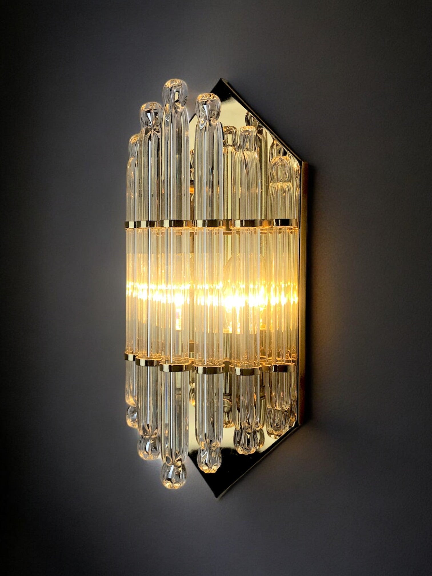 Venini Wall light, Murano Triedri crystals, 1970, Italy