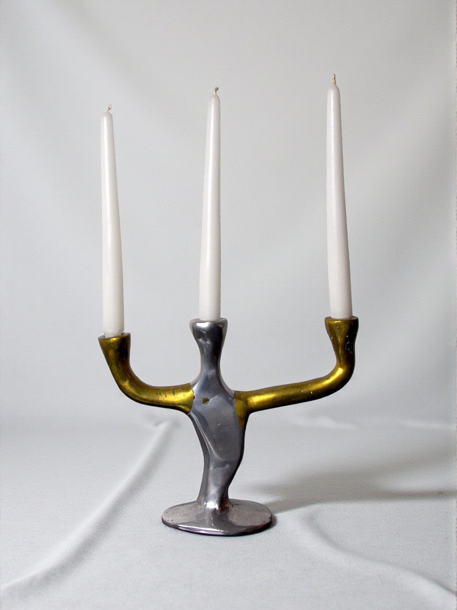 Brutalist candlestick 3 arms David Marshall, Spain, 1970