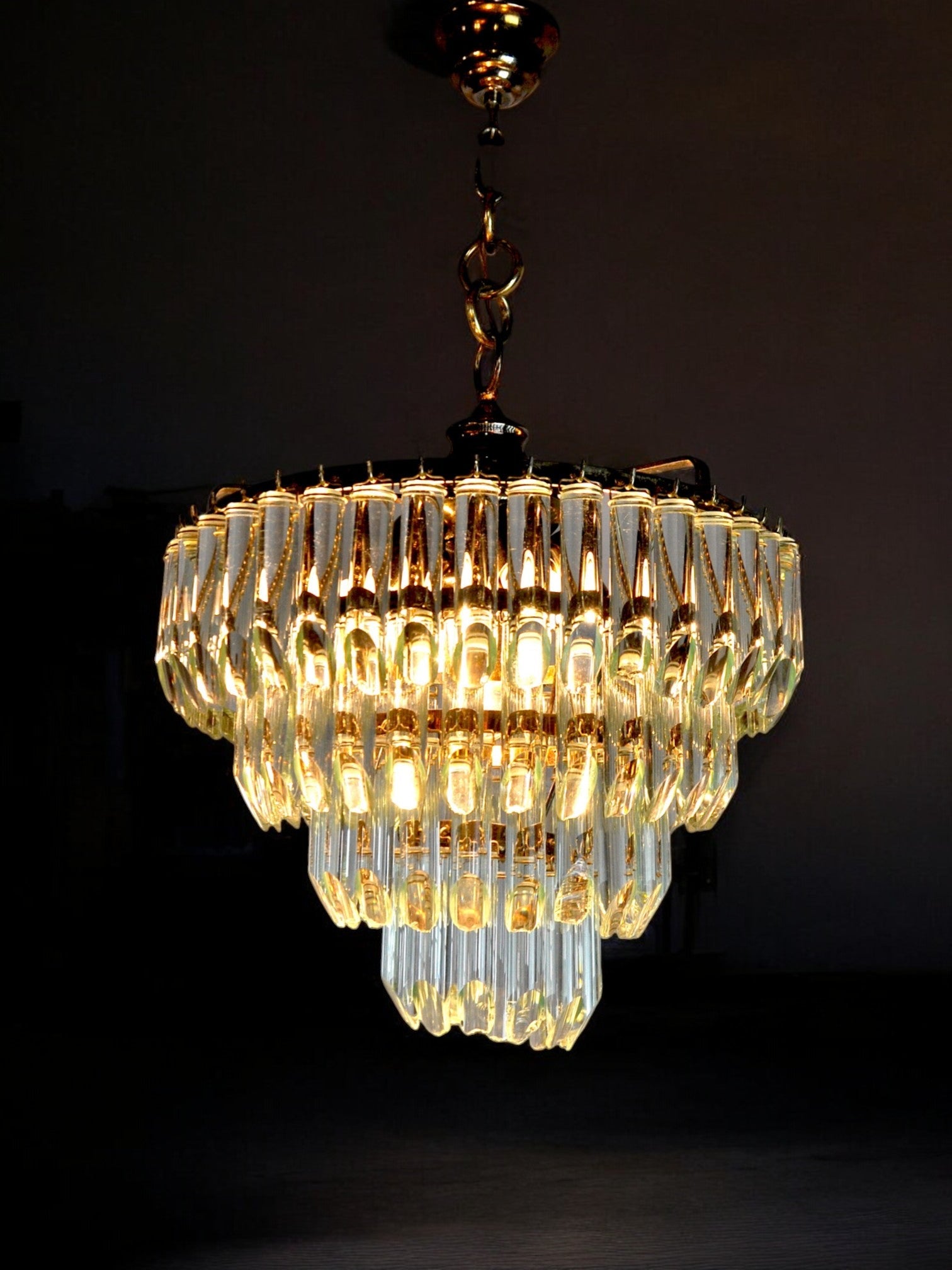 Venini chandelier, 4 levels, murano glass, italy, 1970