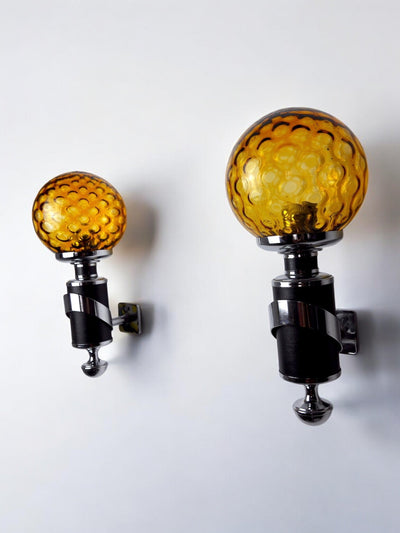 Pair of Gaetanos sciolari sconces, Murano orange glass, Italy