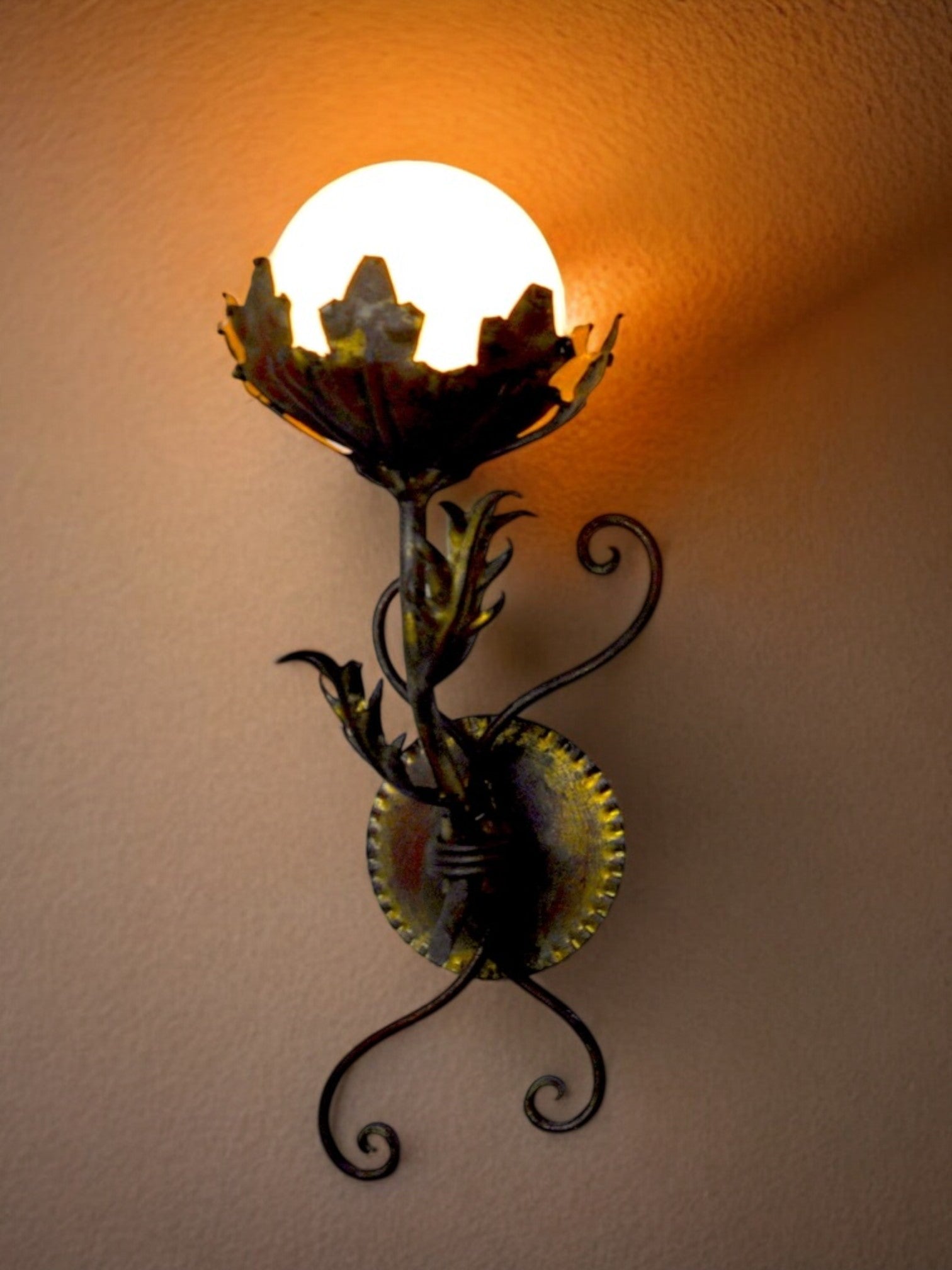 Pair of floral sconces by Ferro Arte, Spain, 1960