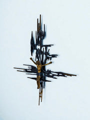 Brutalist Spanish Brass Crucifix after Dalí's Christ, Circa 1970