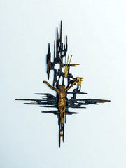XL Brutalist Spanish Brass Crucifix after Dalí's Christ, Circa 1970's