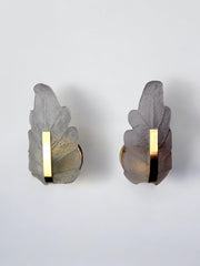 Pair of "leaf" sconces by Carl Fagerlund, mauve Murano glass, Germany, 1970