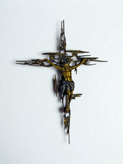 XL Brutalist Spanish Brass Crucifix after Dalí's Christ, Circa 1970
