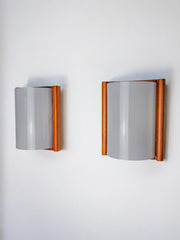 Pair of pine and methacrylate wall lights, Spain 1980