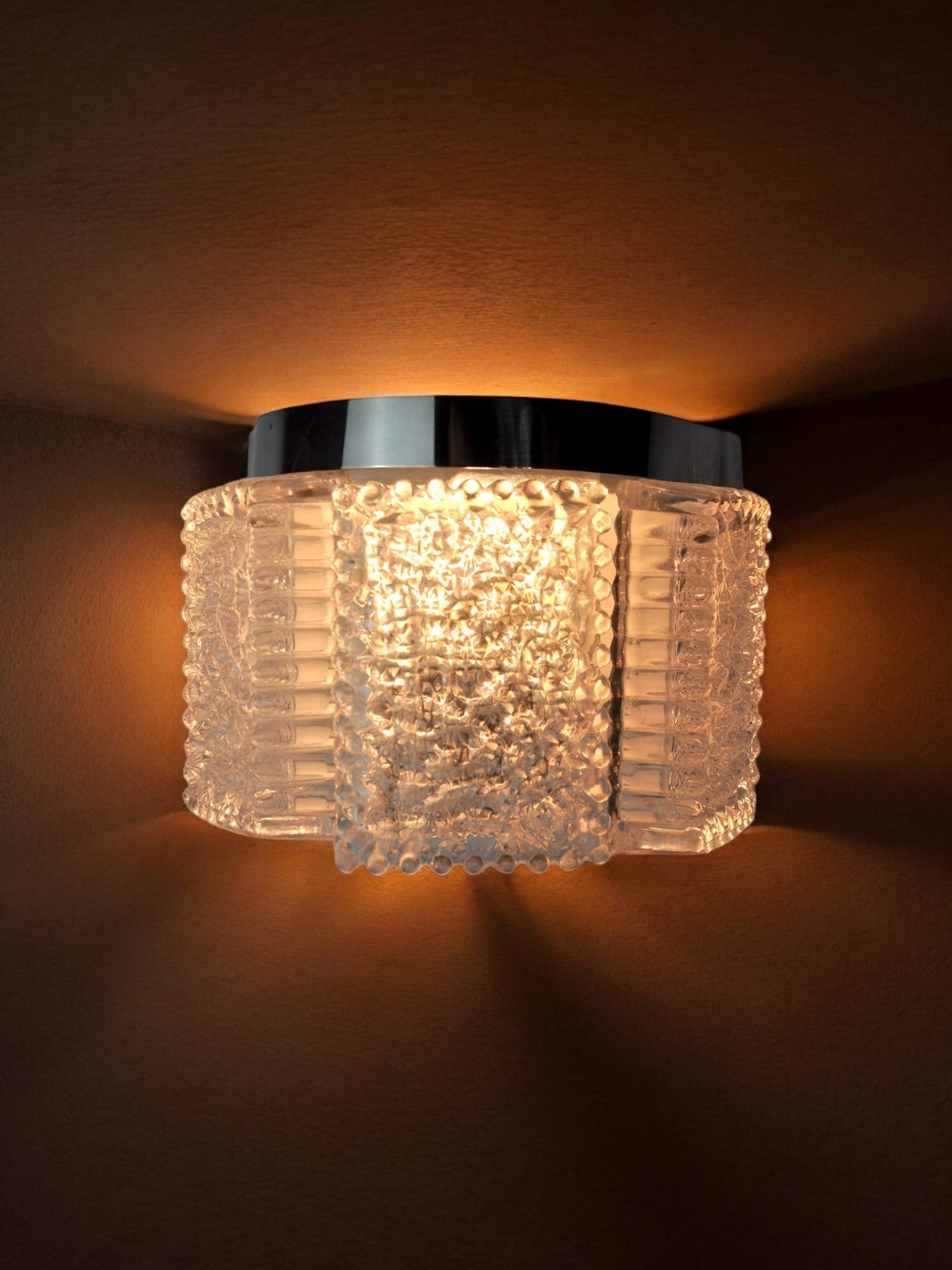 Wall lamp by Kaiser Leuchten in frosted glass Germany 1960