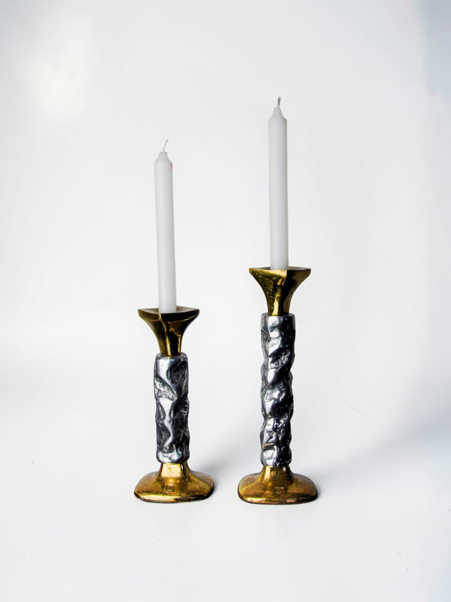 Pair of brutalist candlesticks by Ardisur, Spain, 1970