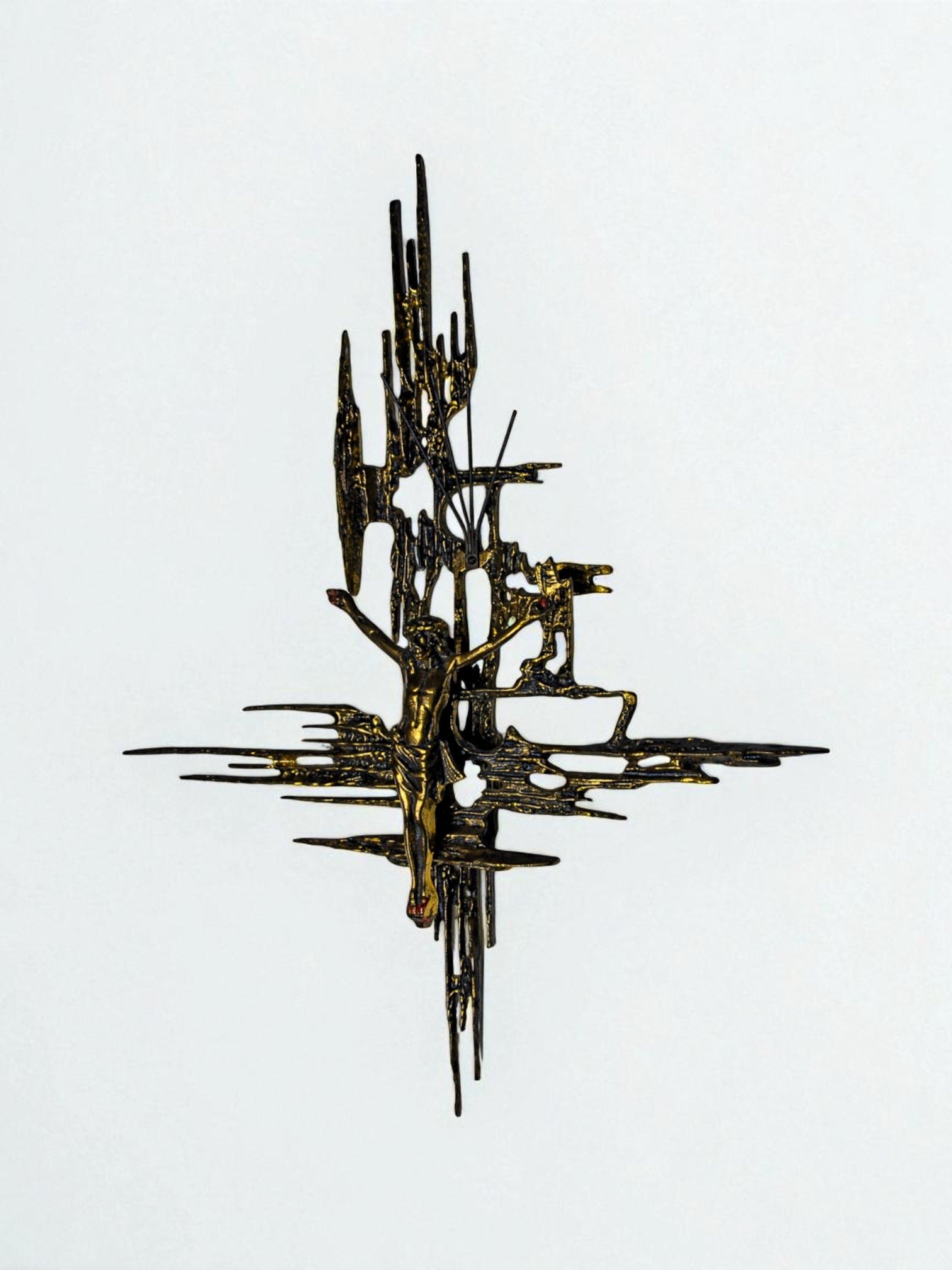 Brutalist Spanish Brass Crucifix after Dalí's Christ, 1970s