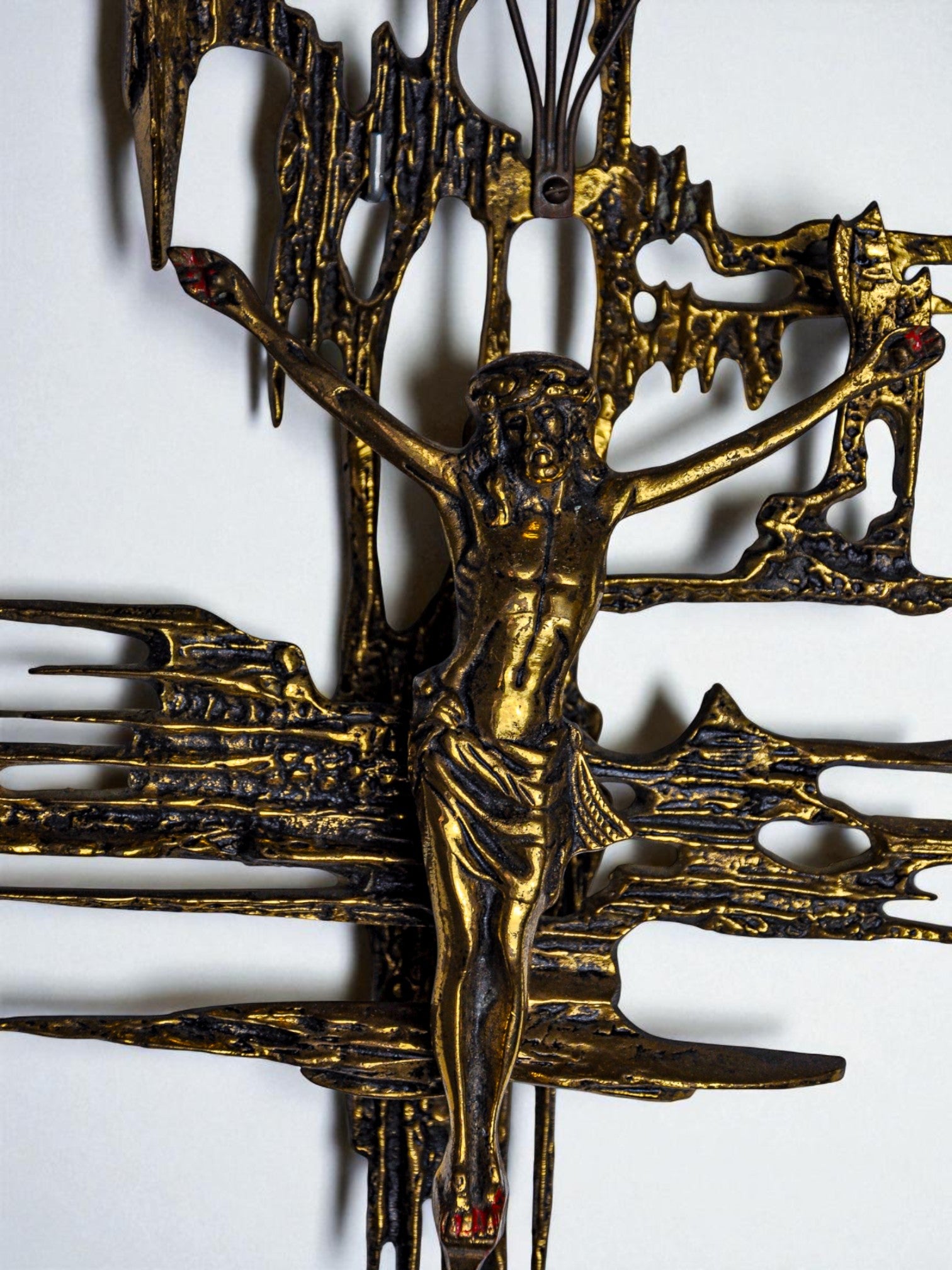Brutalist Spanish Brass Crucifix after Dalí's Christ, 1970s