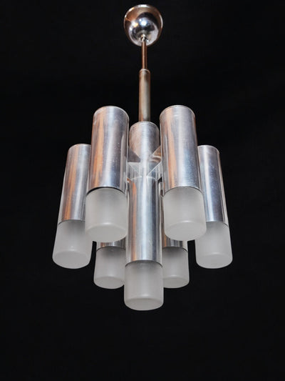 Gaetano Sciolari Geometric 7-light chandelier , Italy, 1970