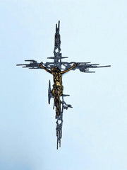 XL Brutalist Spanish Brass Crucifix after Dalí's Christ, Circa 1970