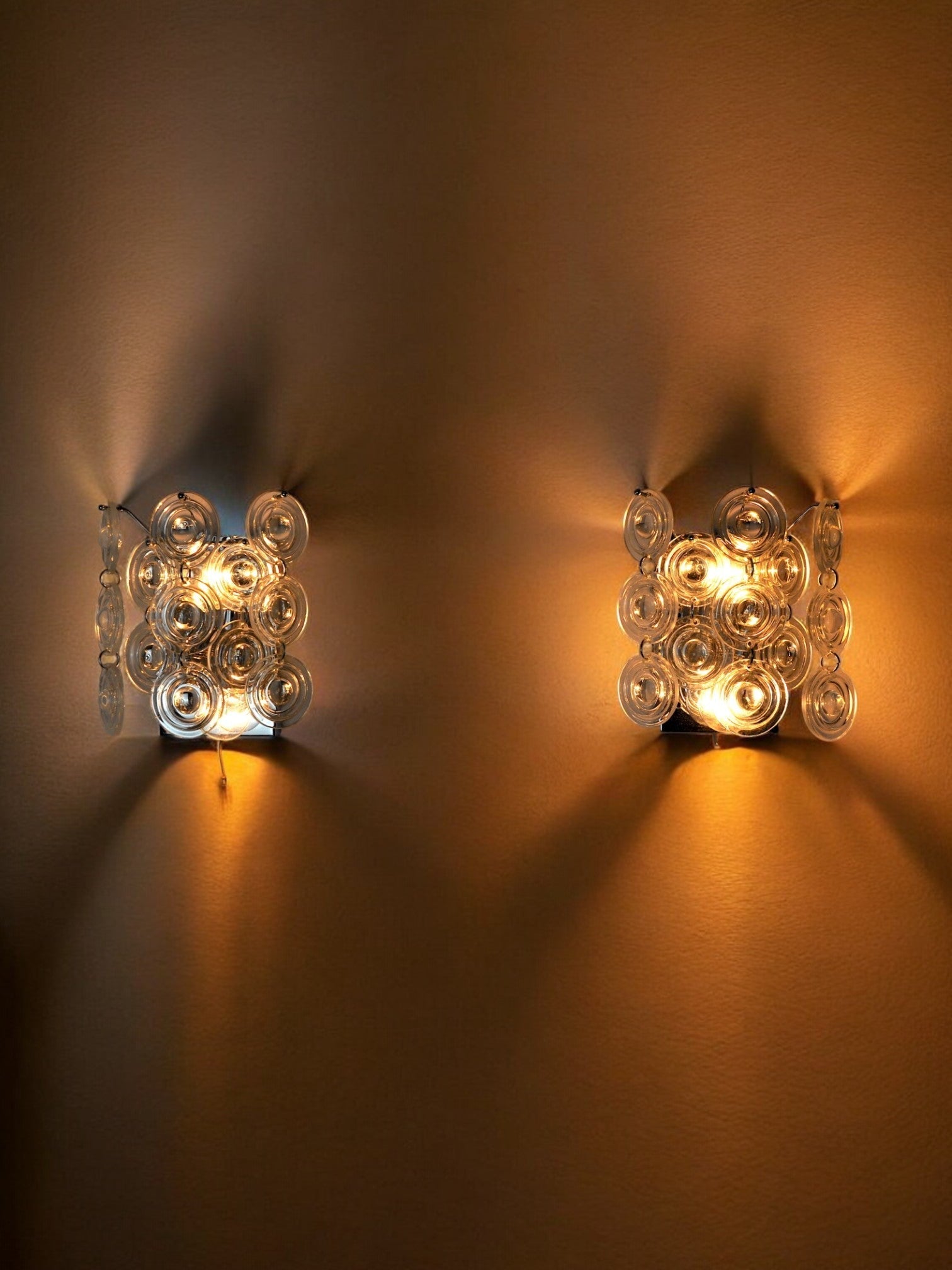 Pair of oscar torlasco sconces, murano glass, italy, 1970