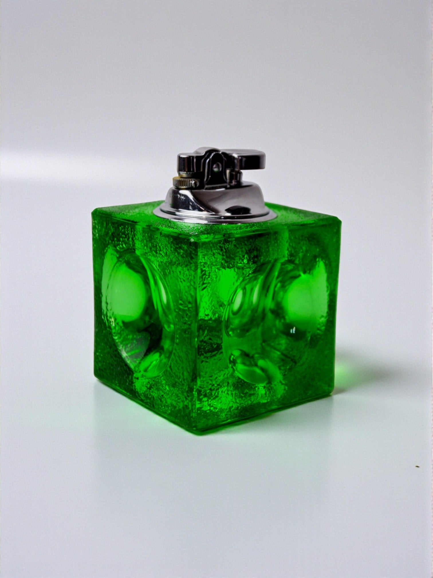 Green ice cube lighter by Antonio Imperatore, murano glass, Italy, 1970