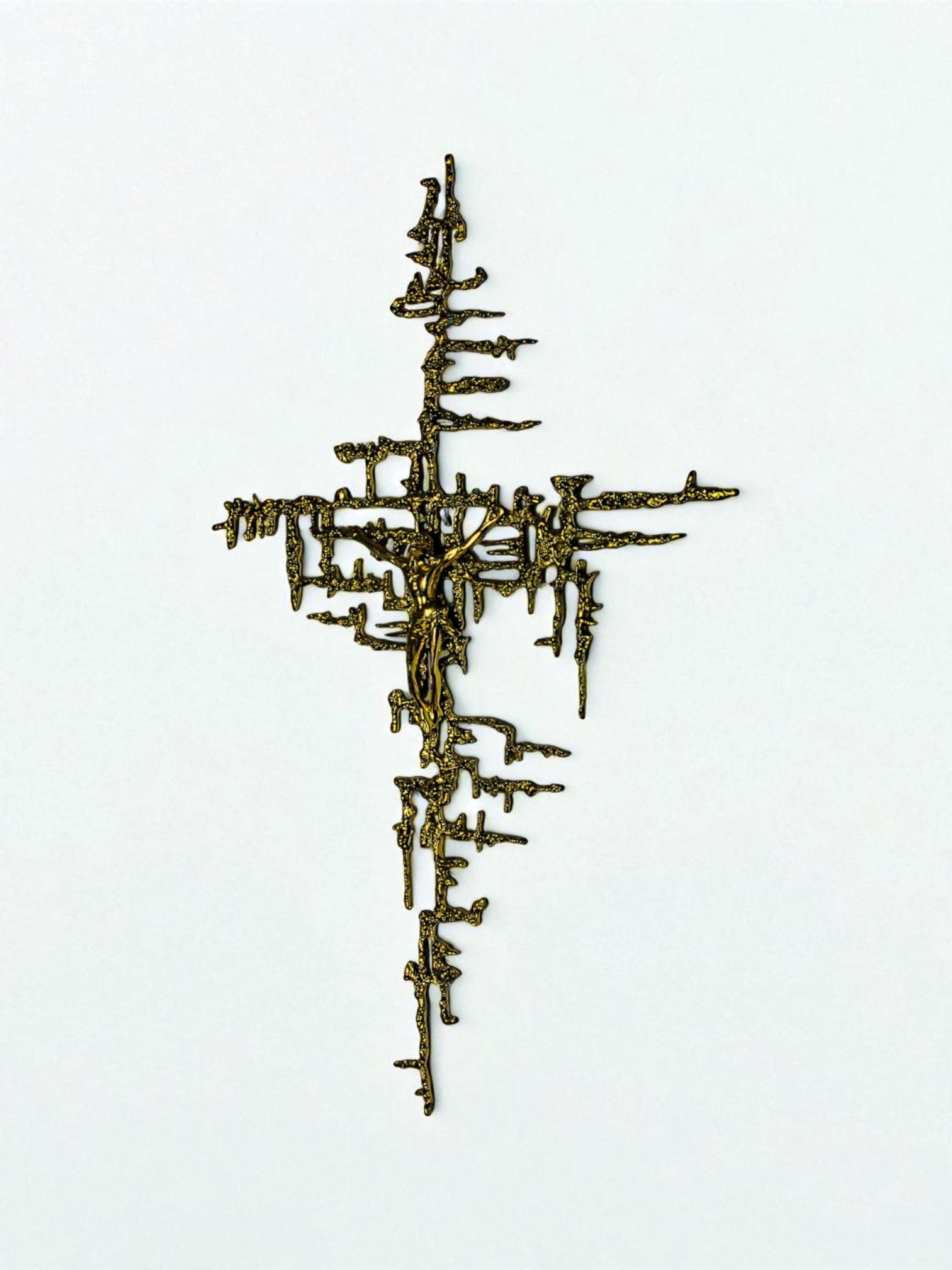 Spanish Brutalist Brass Crucifix after Dalí's Christ, 1970