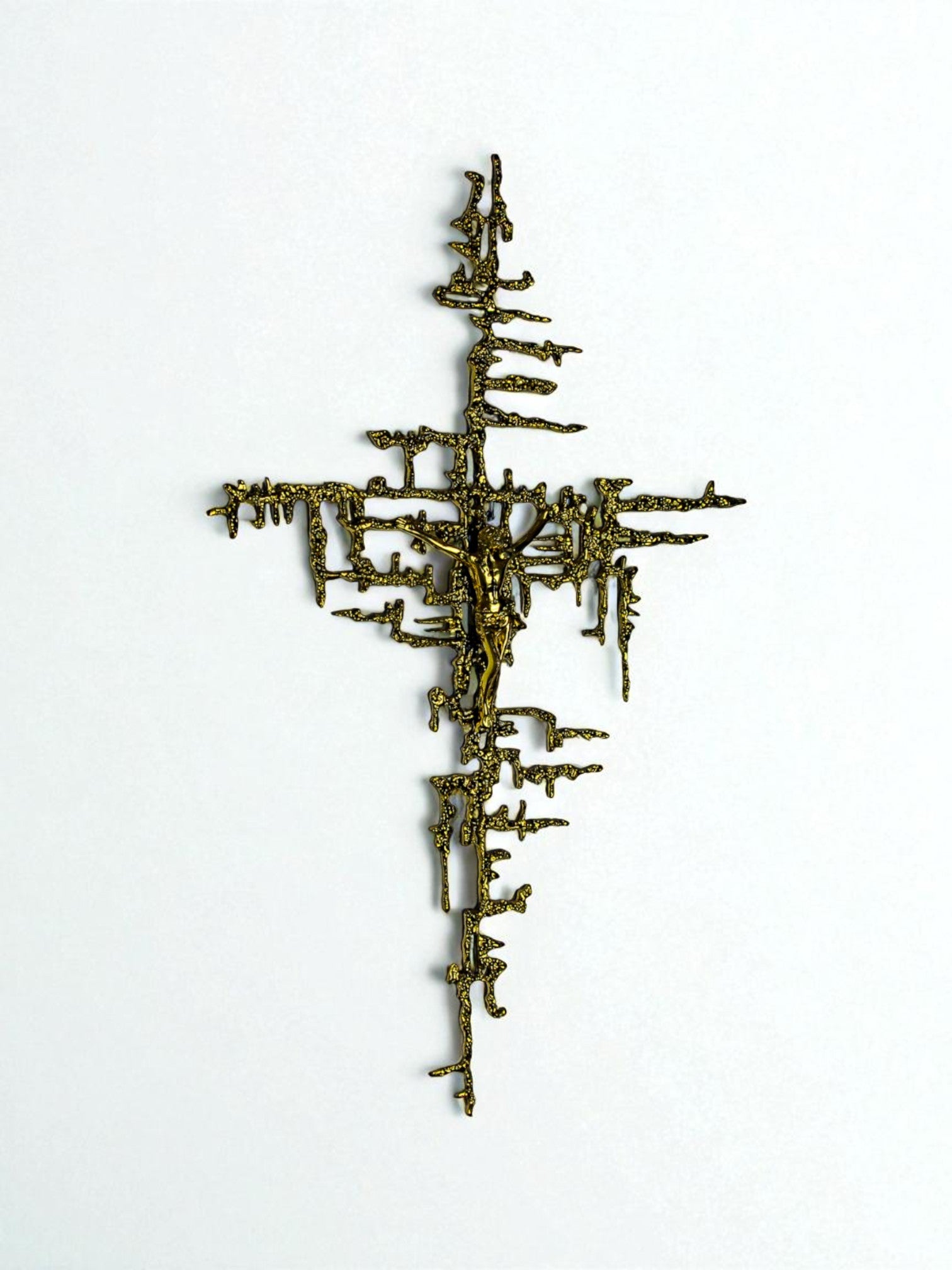 Spanish Brutalist Brass Crucifix after Dalí's Christ, 1970