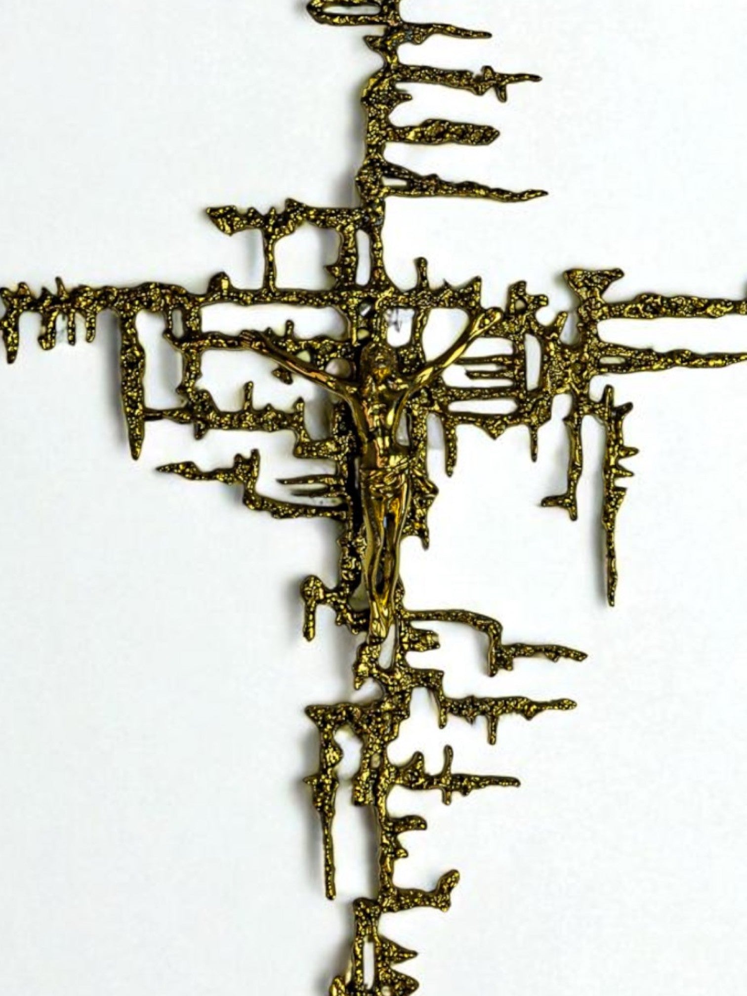 Spanish Brutalist Brass Crucifix after Dalí's Christ, 1970