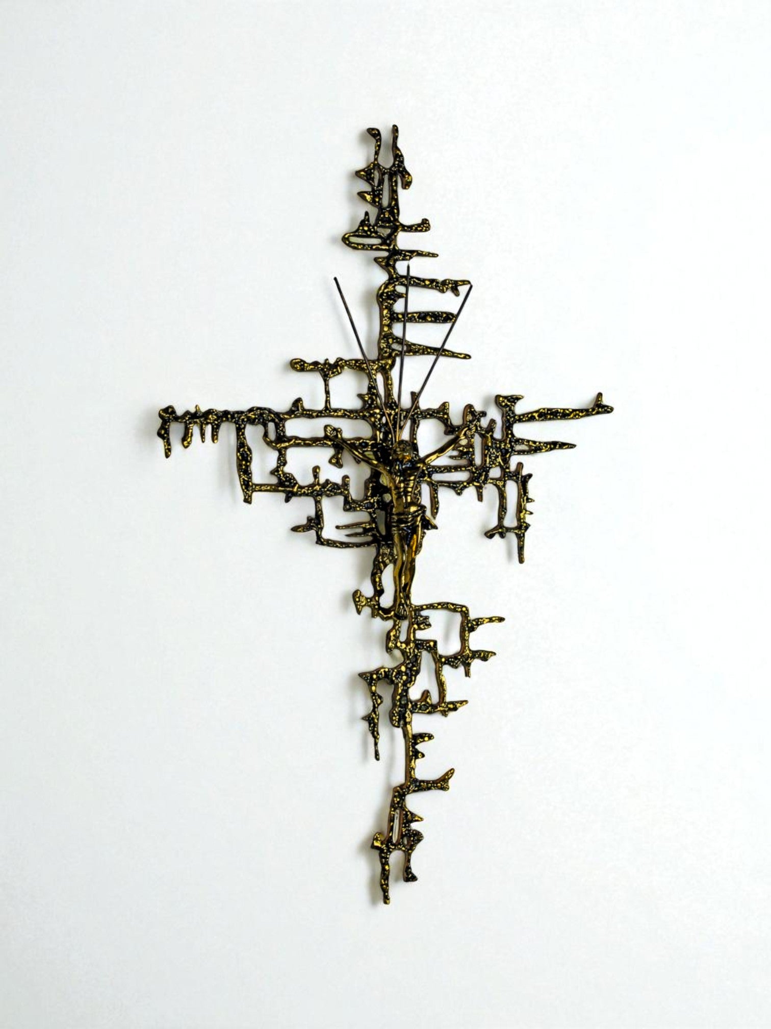 Spanish Brutalist Brass Crucifix after Dalí's Christ, 1970's