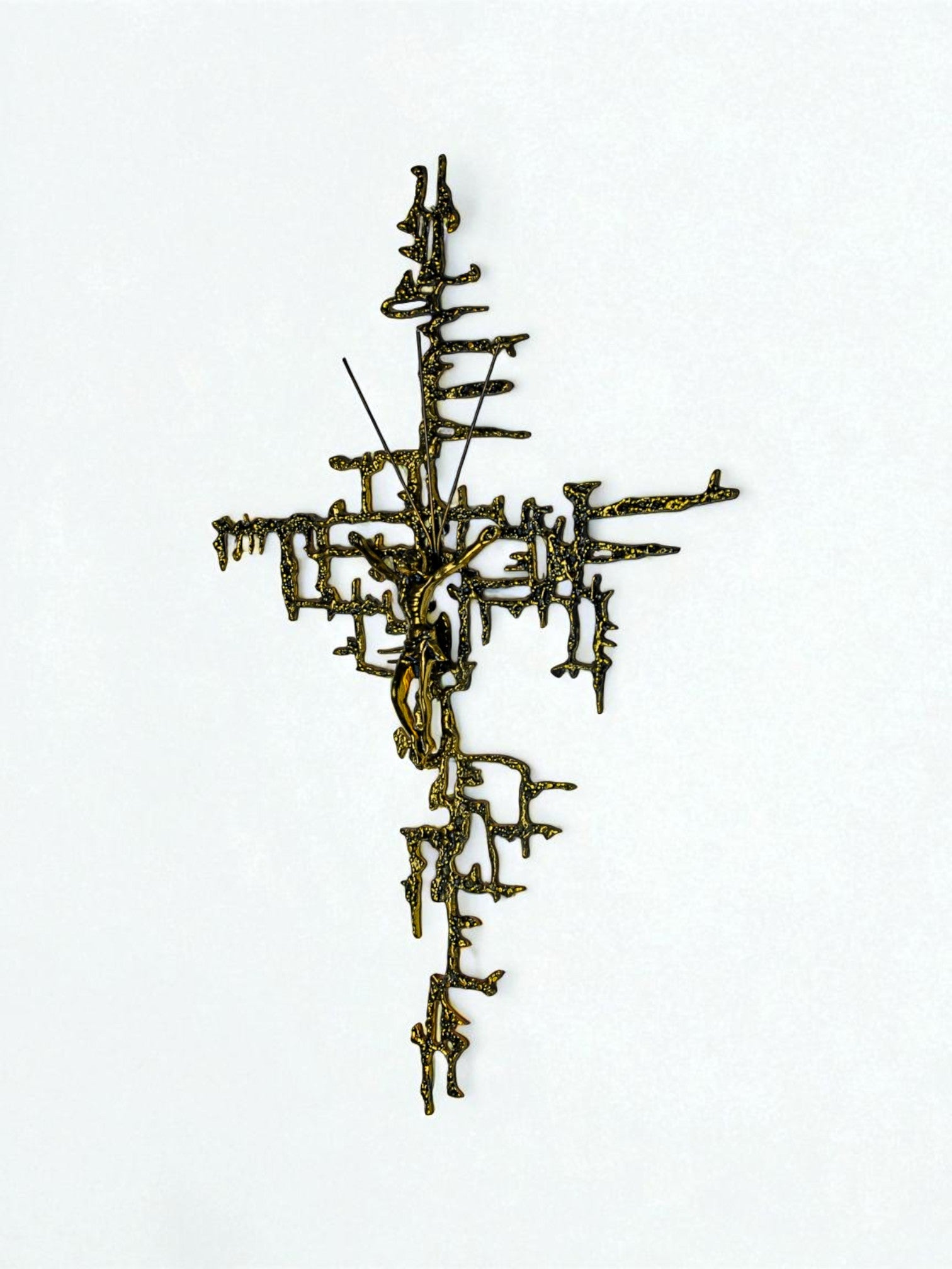 Spanish Brutalist Brass Crucifix after Dalí's Christ, 1970's