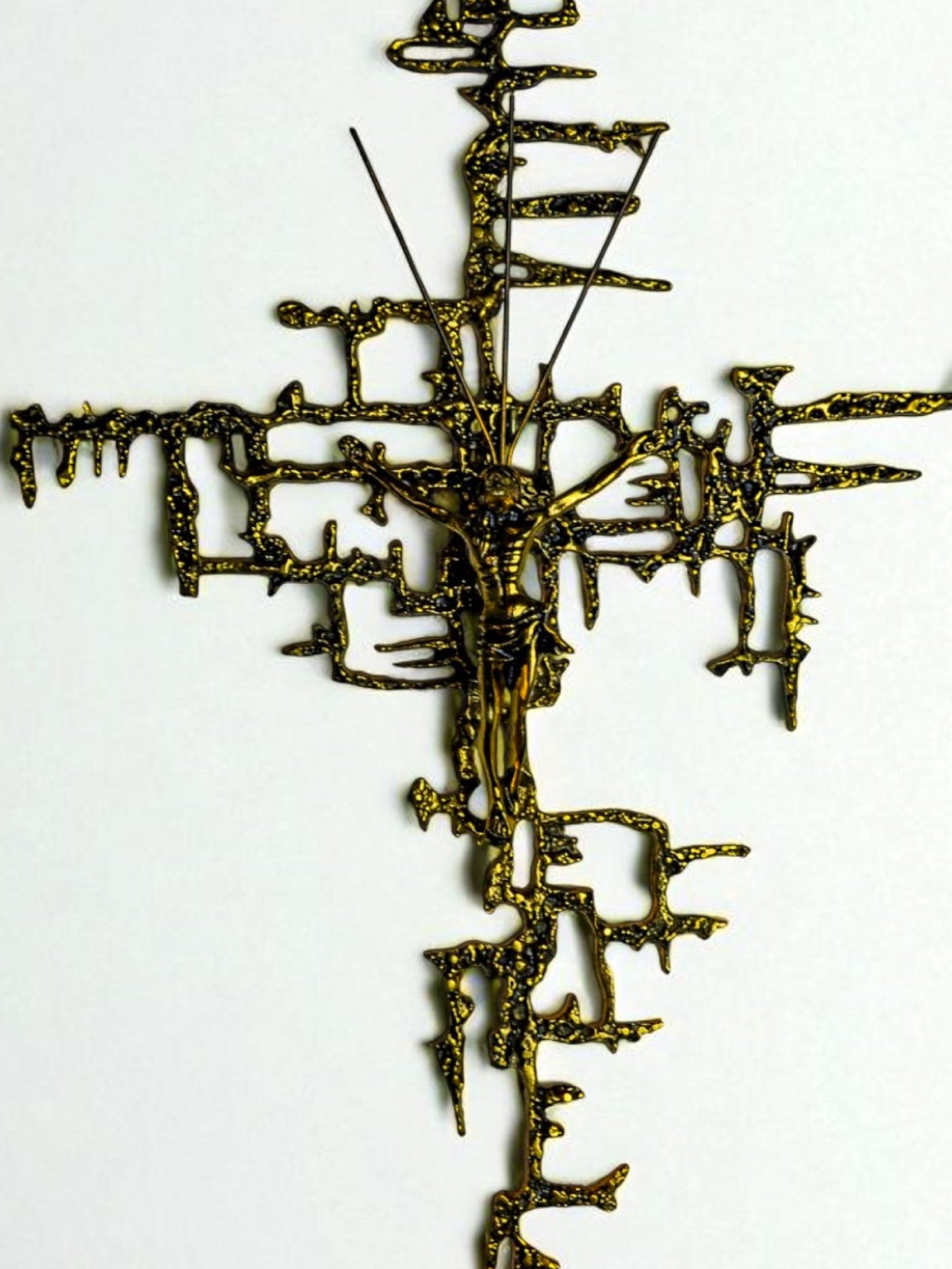 Spanish Brutalist Brass Crucifix after Dalí's Christ, 1970's