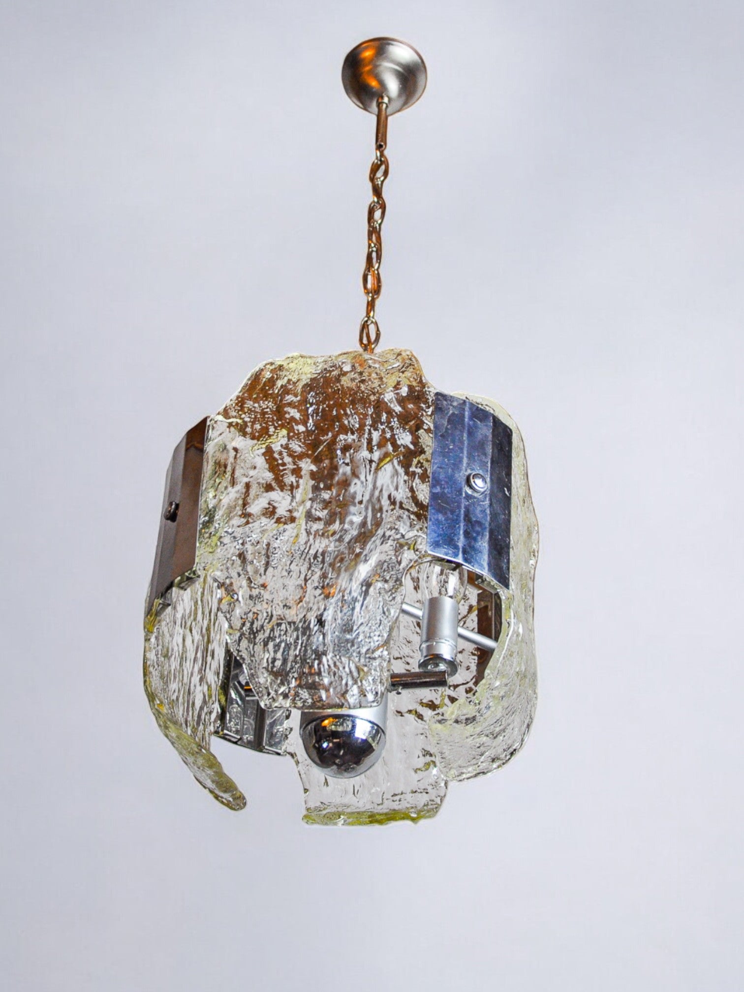 JT Kalmar chandelier, frosted murano glass, space age, Austria 1970