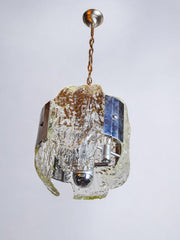 JT Kalmar chandelier, frosted murano glass, space age, Austria 1970