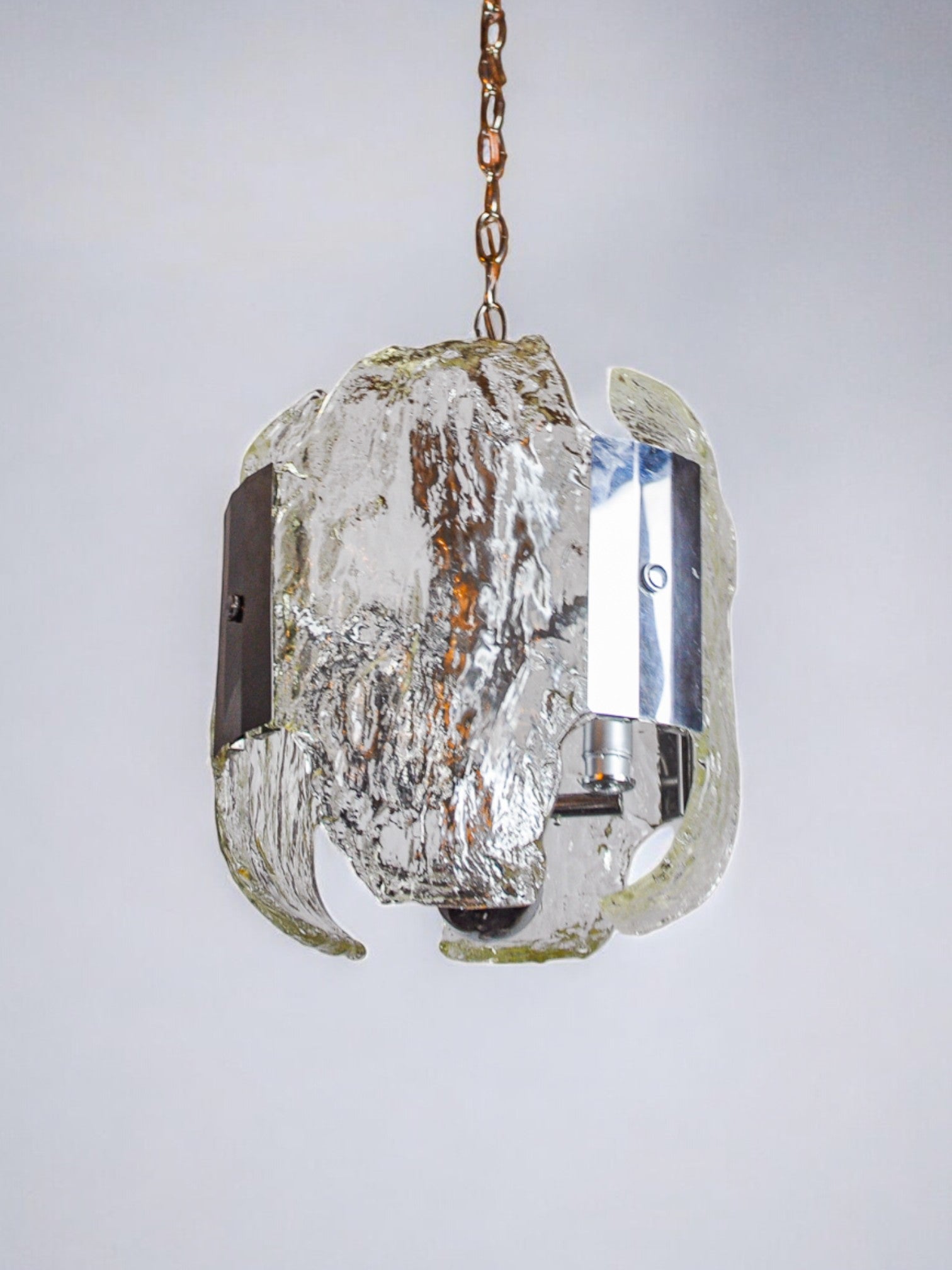 JT Kalmar chandelier, frosted murano glass, space age, Austria 1970