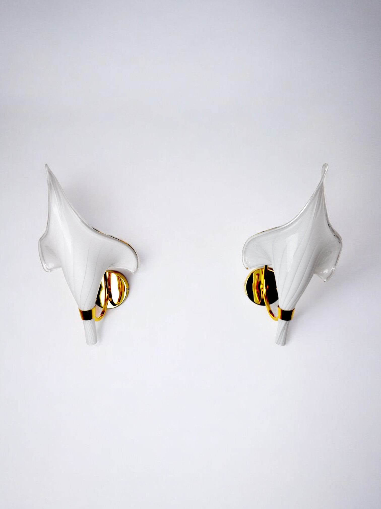 Pair of calla lily sconces, murano glass, Italy, 1970