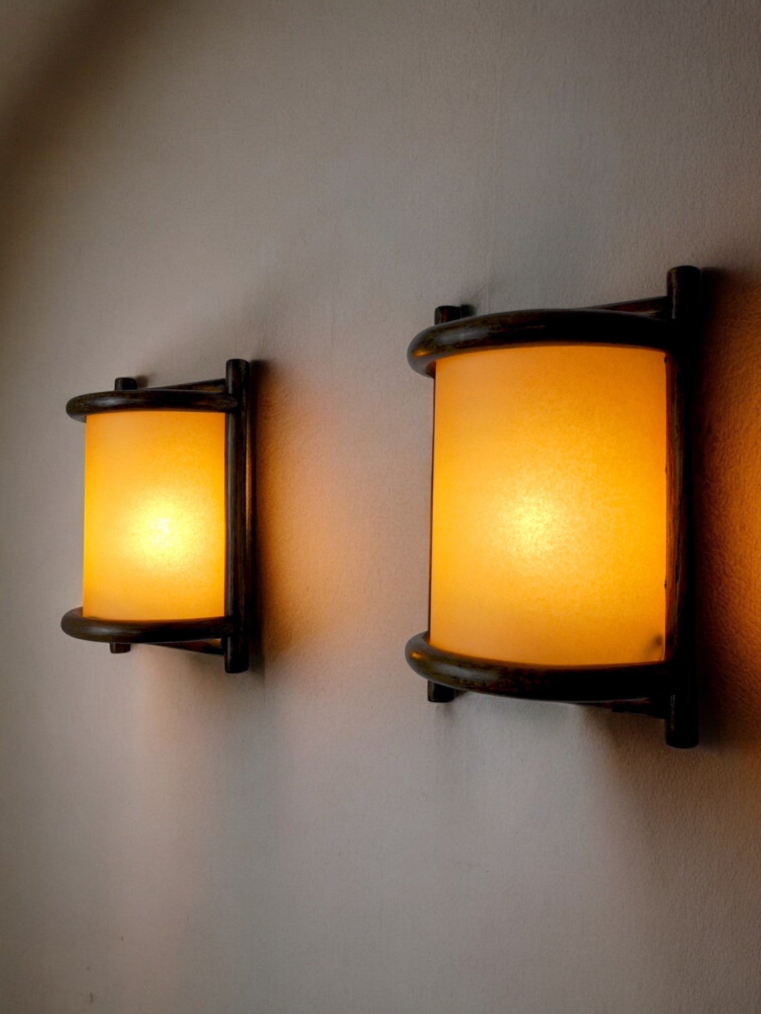 Pair of rattan sconces France 1960