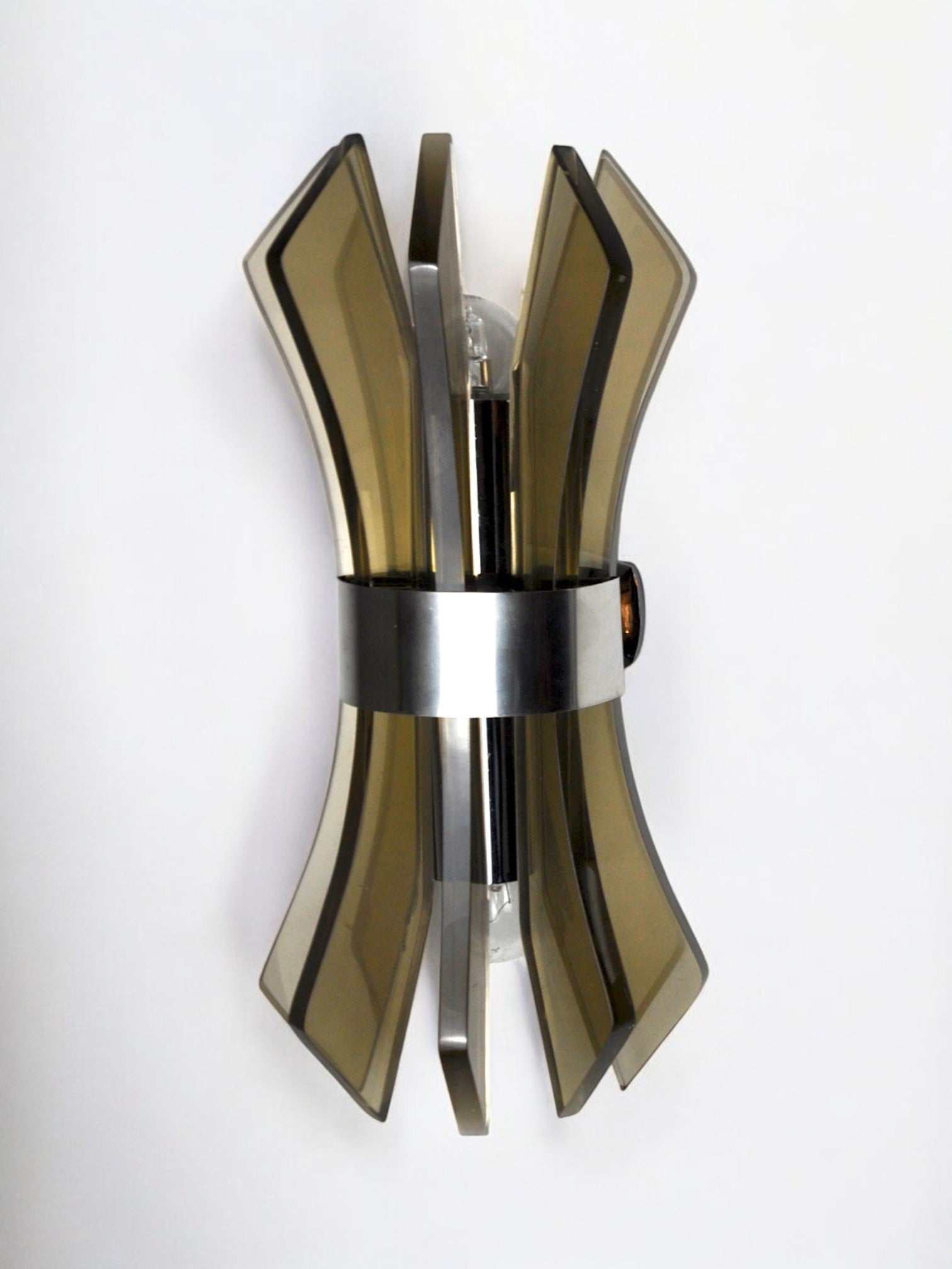 Veca Sconce, methacrylate and chromed structure, Italy 1970