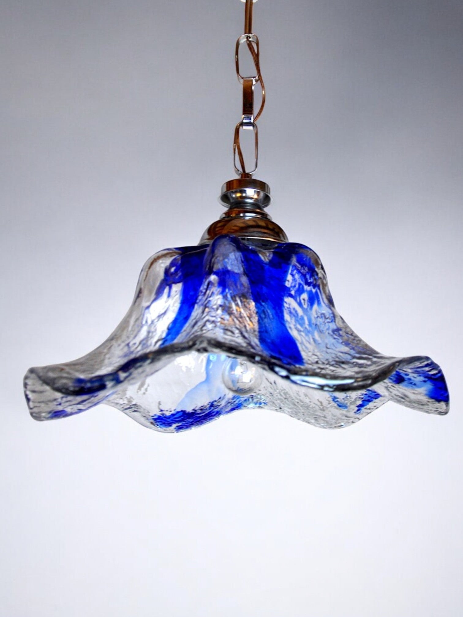 Carlo Nason floral chandelier for Murano Mazzega,, blue murano glass, Italy 1970